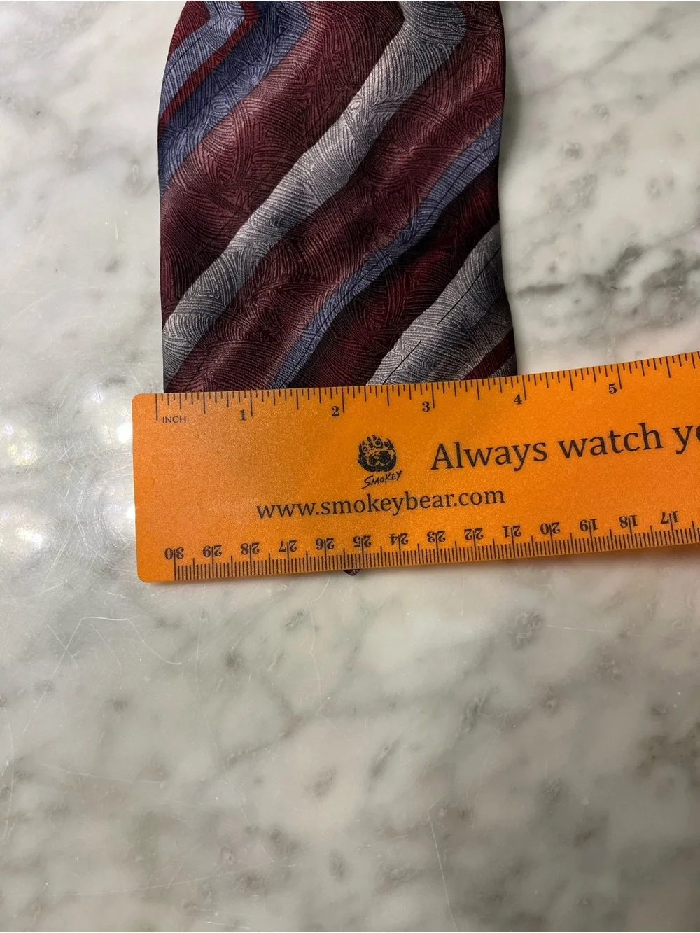 J. Garcia Burgundy, Navy and Silver Chevron Silk Tie